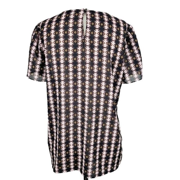 J.‎ Crew Blouse 8 Brown Pink Pleat Front Short Sleeve Popover Top - Picture 2 of 6